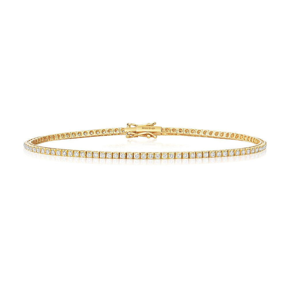 Natural Diamond 18ct Yellow Gold Tennis Bracelet 375 Hallmarked British Made