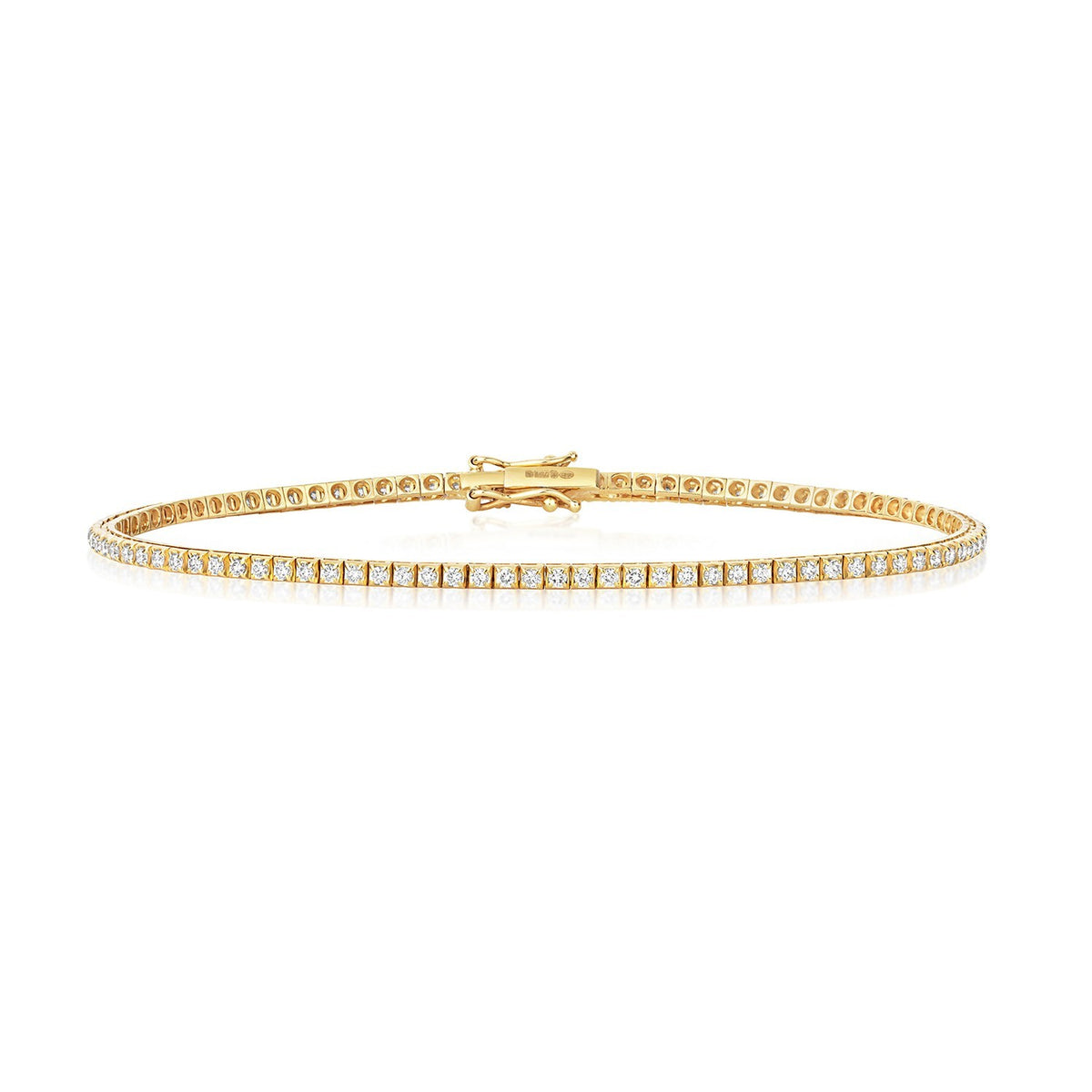 Natural Diamond 18ct Yellow Gold Tennis Bracelet 375 Hallmarked British Made