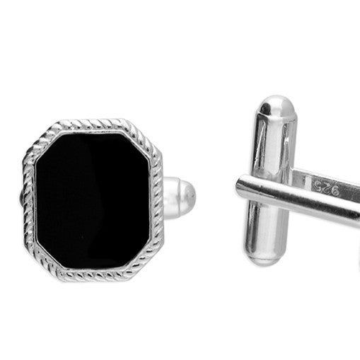 Solid Sterling Silver Octagonal Cufflink Set Men's 925 Hallmarked British Made