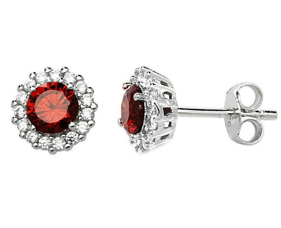 Garnet Gemstone Earrings Solid Sterling Silver 925 Hallmark Brand New Boxed