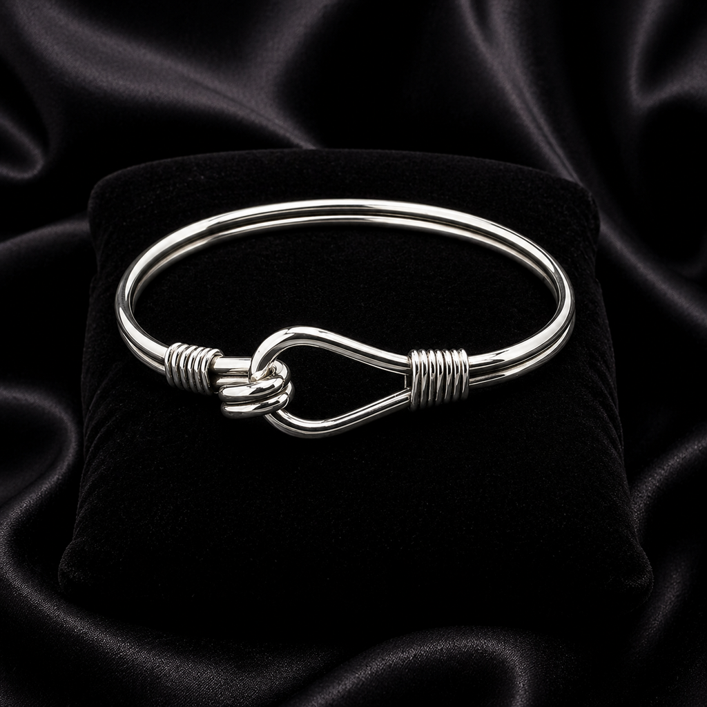 Heavy Loop And Hook Bangle Sterling Silver 925 Hallmarked British Made Brand New