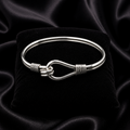 Heavy Loop And Hook Bangle Sterling Silver 925 Hallmarked British Made Brand New