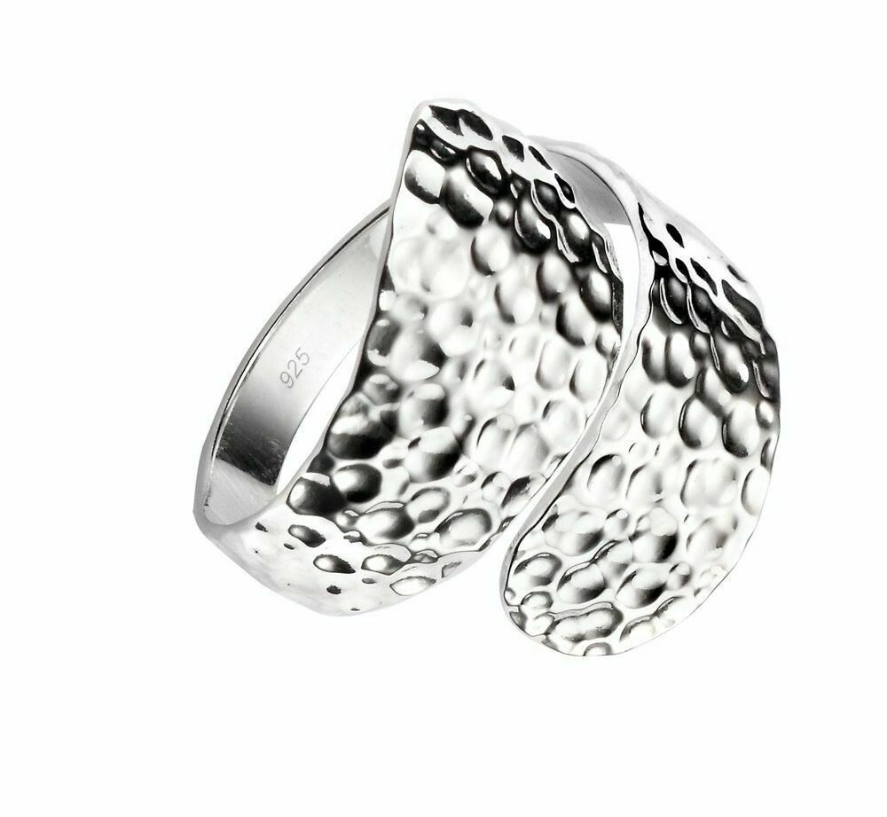 Sterling Silver Wrap Ring Hammered Finish 925 Hallmarked Size K - S British Made