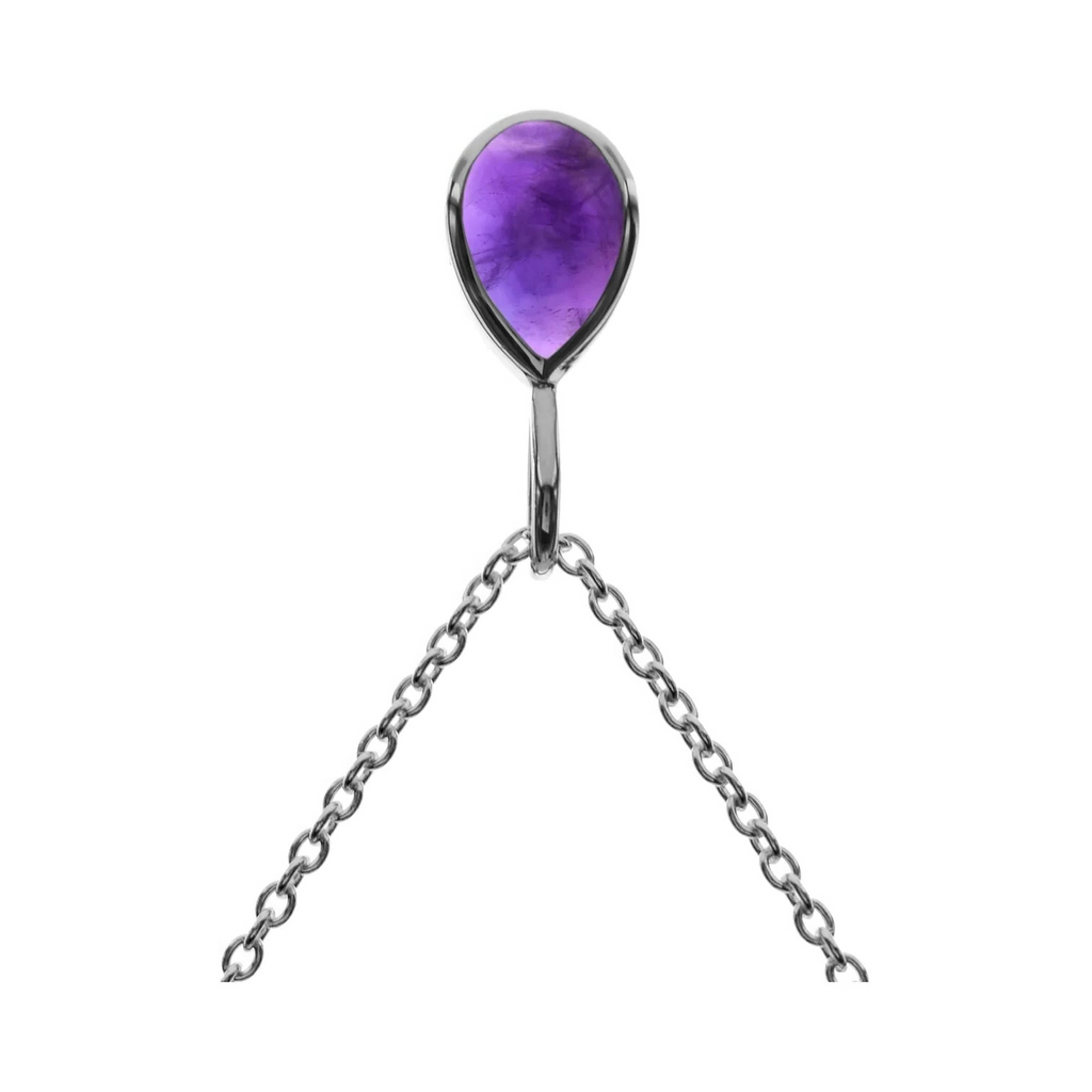 Amethyst Teardrop Necklace Solid Sterling Silver 925 Hallmarked British Made