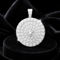 Textured Disc Zircon Pendant Sterling Silver 925 Hallmarked All Chain Lengths