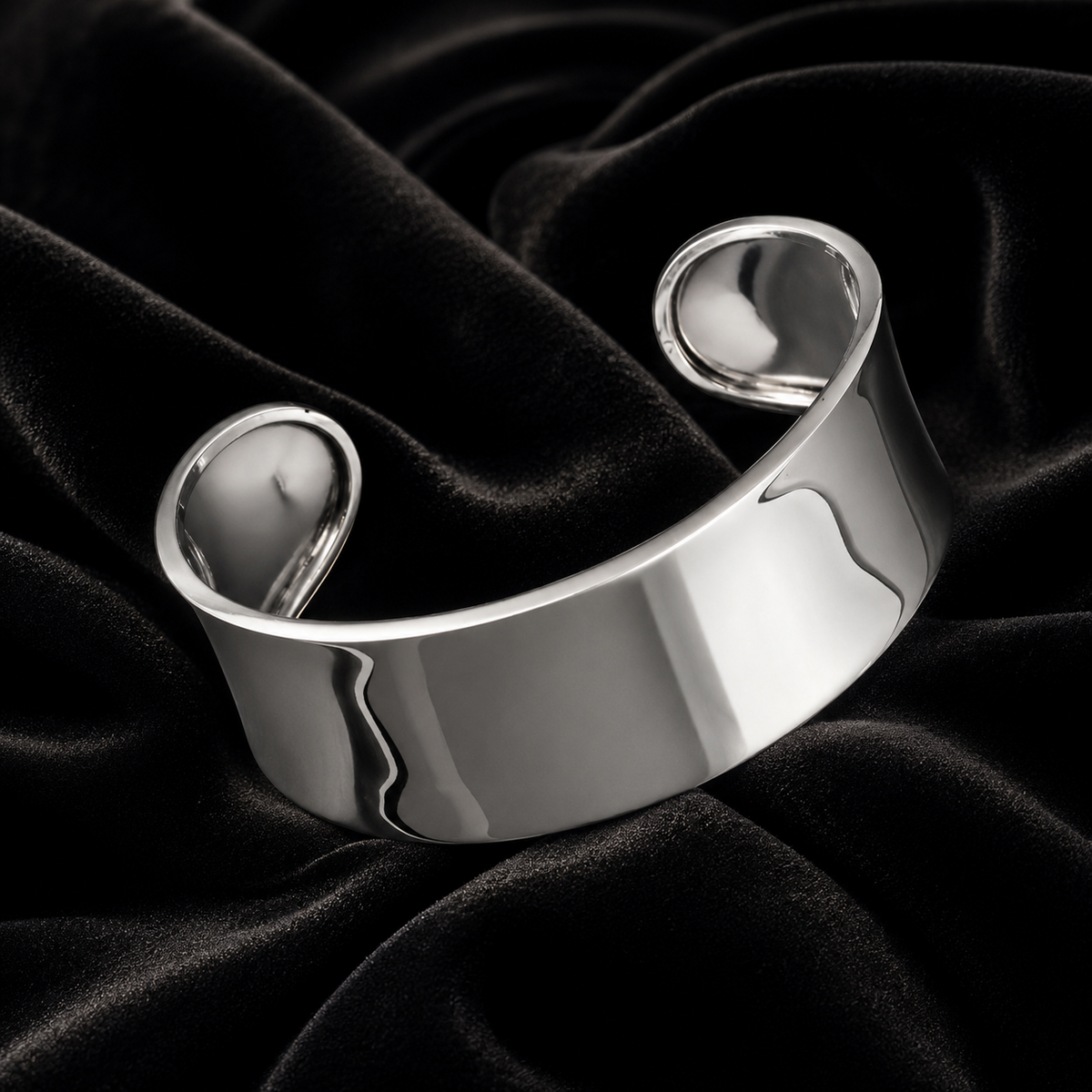 Wide Dished Cuff Bangle Sterling Silver 925 Hallmarked British Made Brand New