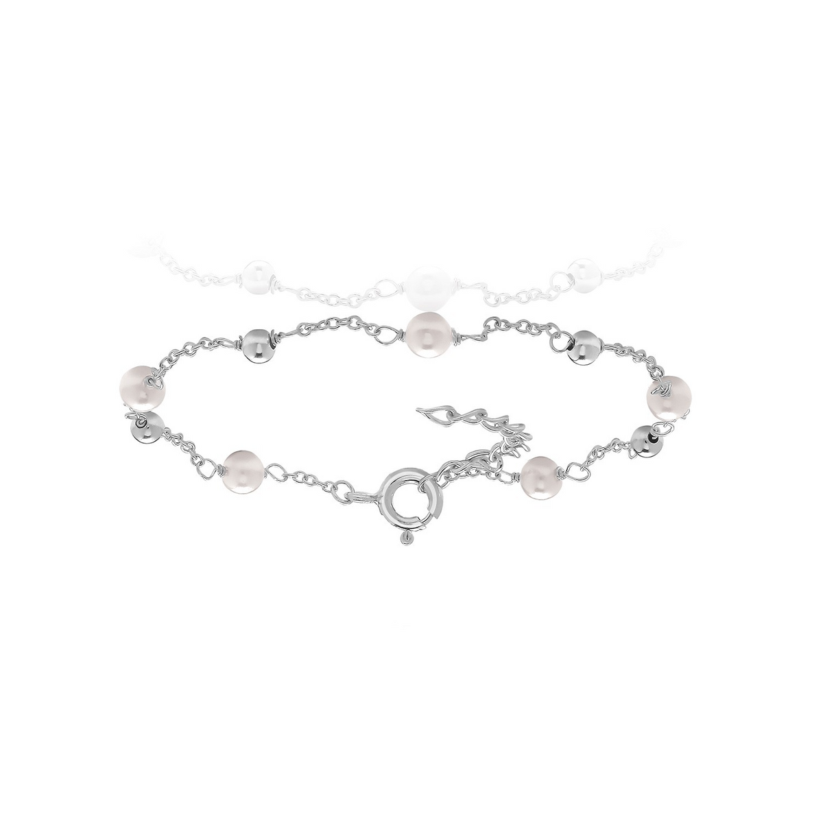 Pearl & Polished Bead Bracelet Sterling Silver 925 Hallmarked Brand New Boxed