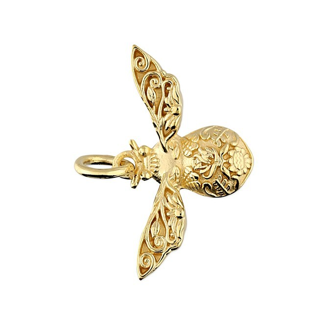 Textured Bumble Bee Pendant 18ct Yellow Gold Plated Hallmarked All Chain Lengths