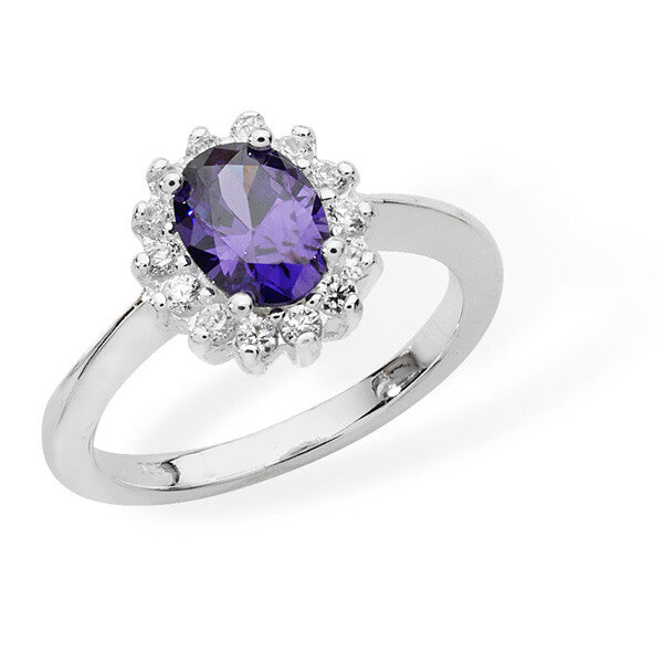 Sterling Silver Amethyst Ring Engagement Gemstone 925 Hallmarked Size R - Q