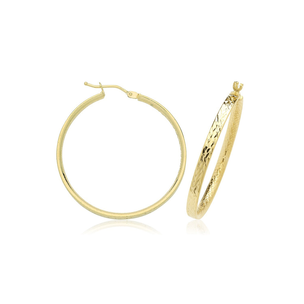 9ct Yellow Gold Diamond Cut Hoop Earrings 375 Hallmarked 10mm - 30mm Diameter