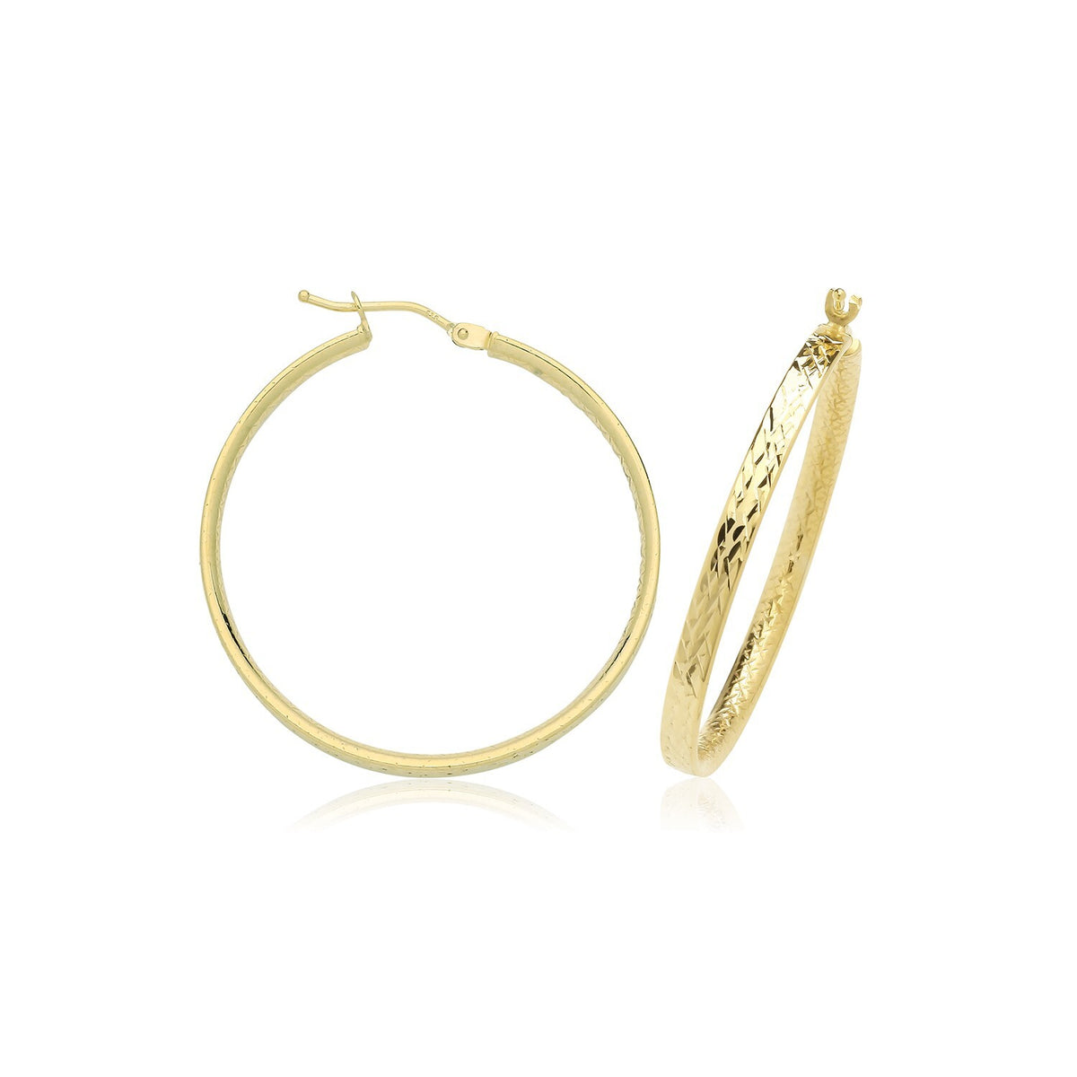 9ct Yellow Gold Diamond Cut Hoop Earrings 375 Hallmarked 10mm - 30mm Diameter