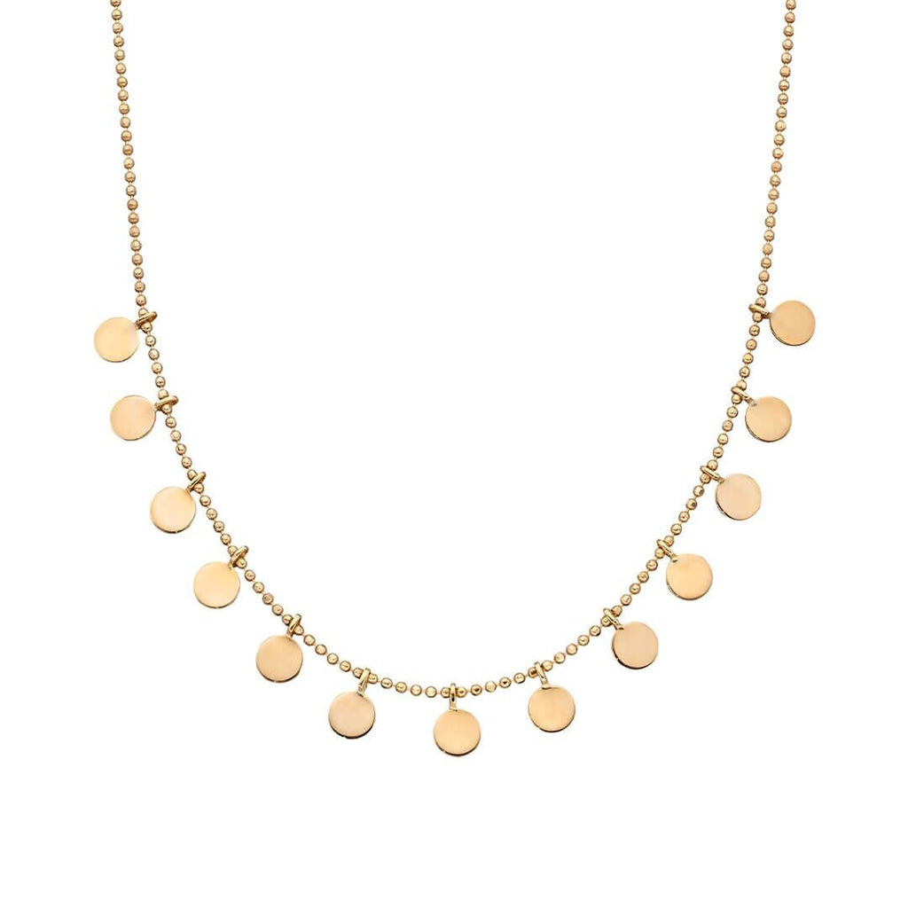 Multi Disc Necklace 9ct Yellow Gold 375 Hallmarked British Made 43cm
