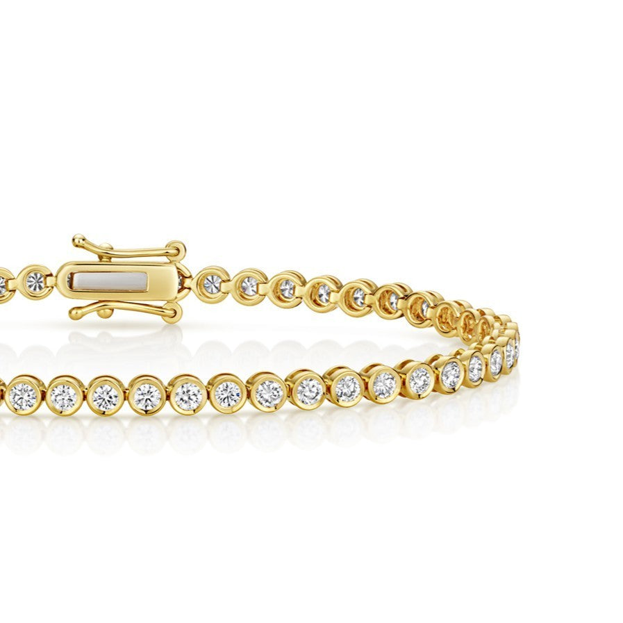 Lab Grown Diamond 18ct Yellow Gold Tennis Bracelet Hallmarked British Made
