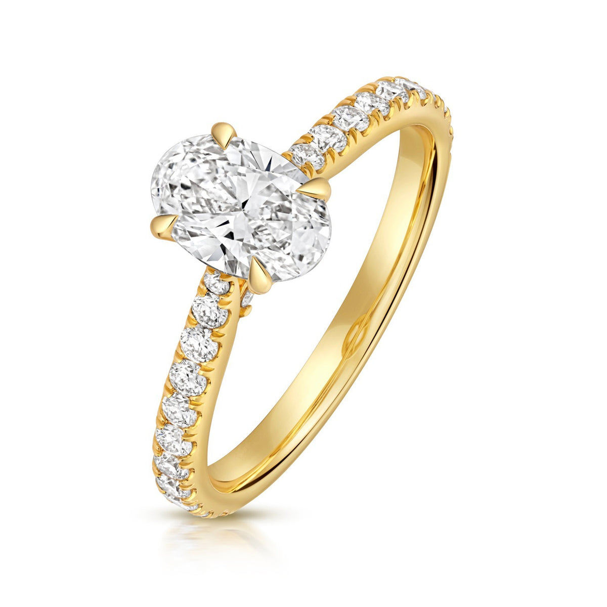 Oval Lab-Grown Diamond Engagement Ring 18ct Yellow Gold Hallmarked Sizes J - Q