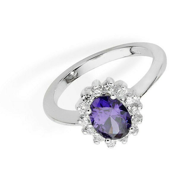 Sterling Silver Amethyst Ring Engagement Gemstone 925 Hallmarked Size R - Q
