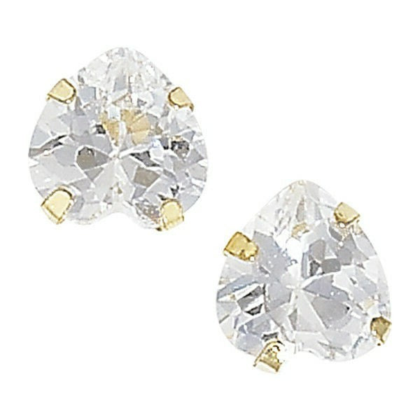 9ct Yellow Gold Heart Solitaire Earrings 375 Hallmarked British Made