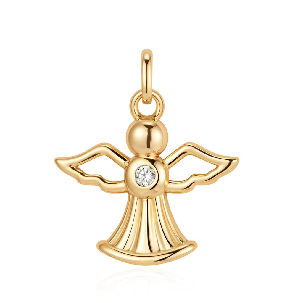 Flush Angel Pendant 9ct Gold Plated Hallmarked British Made All Chain Lengths