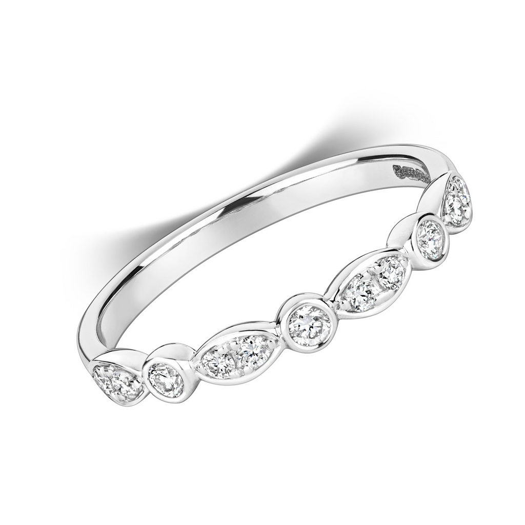 11 Natural Diamond Flush Ring 18ct White Gold Hallmarked Sizes J - Q