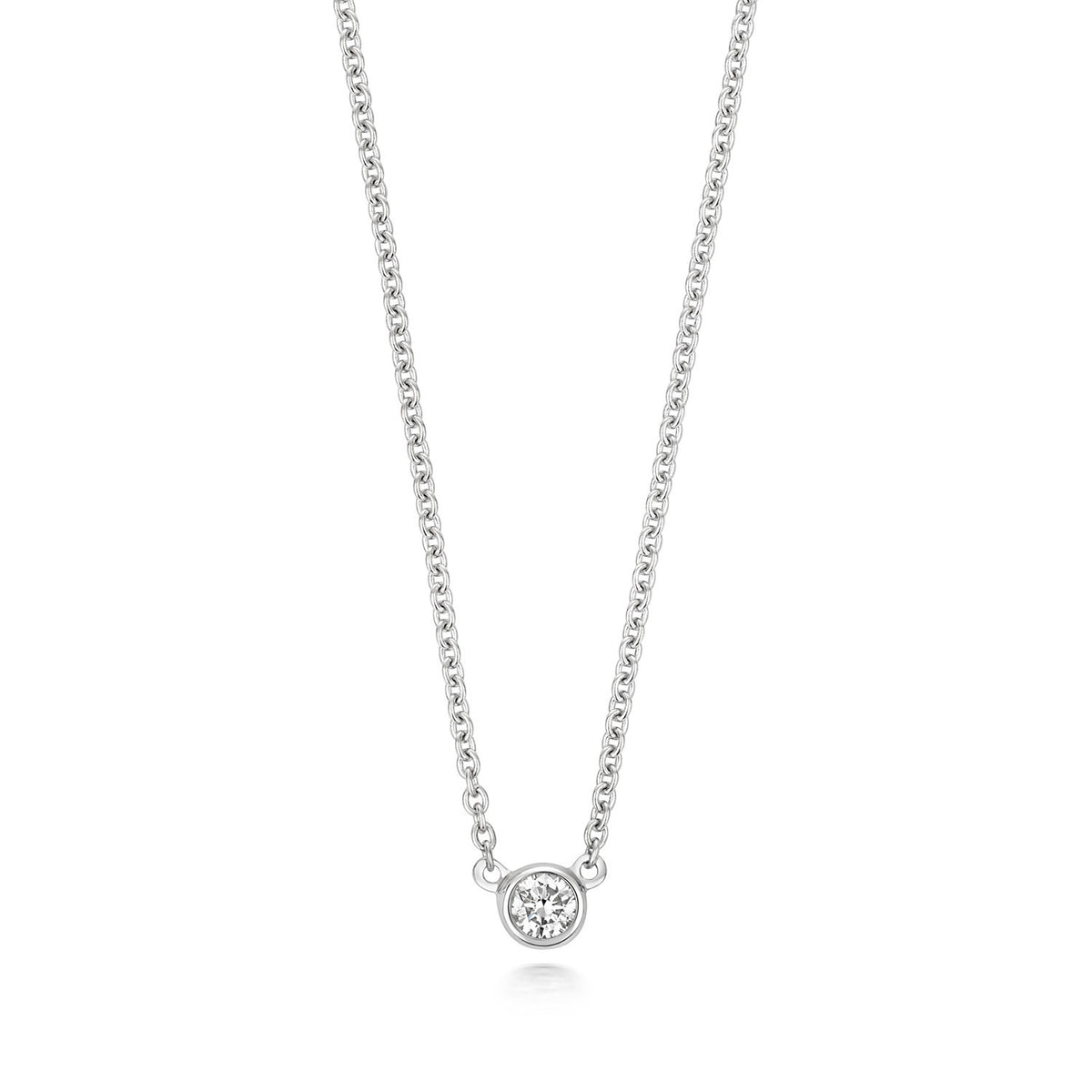 1 Natural Diamond Solitaire Necklace 18ct White Gold Hallmarked British Made