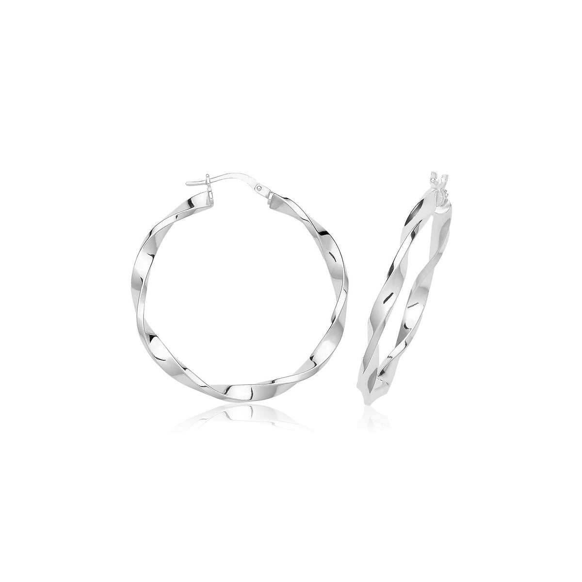 Classic Twist Sterling Silver Hoops 925 Hallmarked 20mm - 50mm Diameter