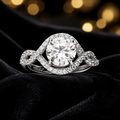 Open Twist Halo Ring Sterling Silver 925 Hallmarked British Made Size L - Q