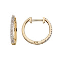 Pave Diamond Huggie Hoop Earrings 9ct Yellow Gold 375 Hallmarked British Made