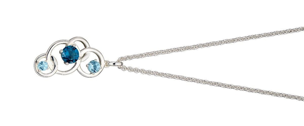 Open Circle Blue Topaz Pendant Sterling Silver 925 Hallmarked All Chain Lengths