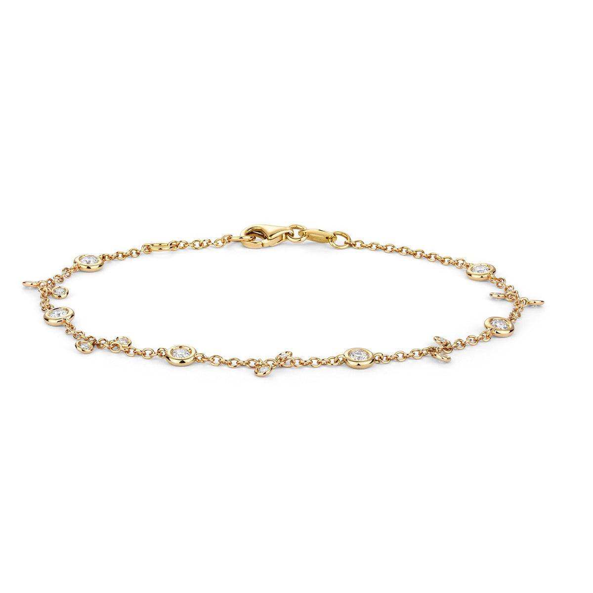Flush 16 Natural Diamond 18ct Yellow Gold Bracelet 375 Hallmarked British Made