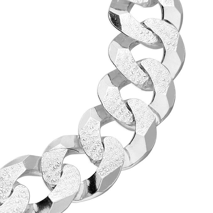 Gents Solid Sterling Silver Italian Bevelled Bracelet British Made 925 Hallmark
