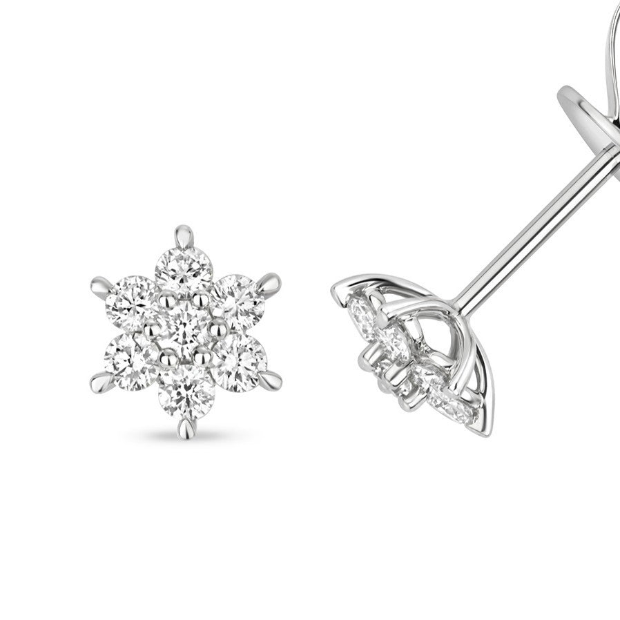 7 Natural Diamond Snowflake Earrings 18ct White Gold Hallmarked British Made