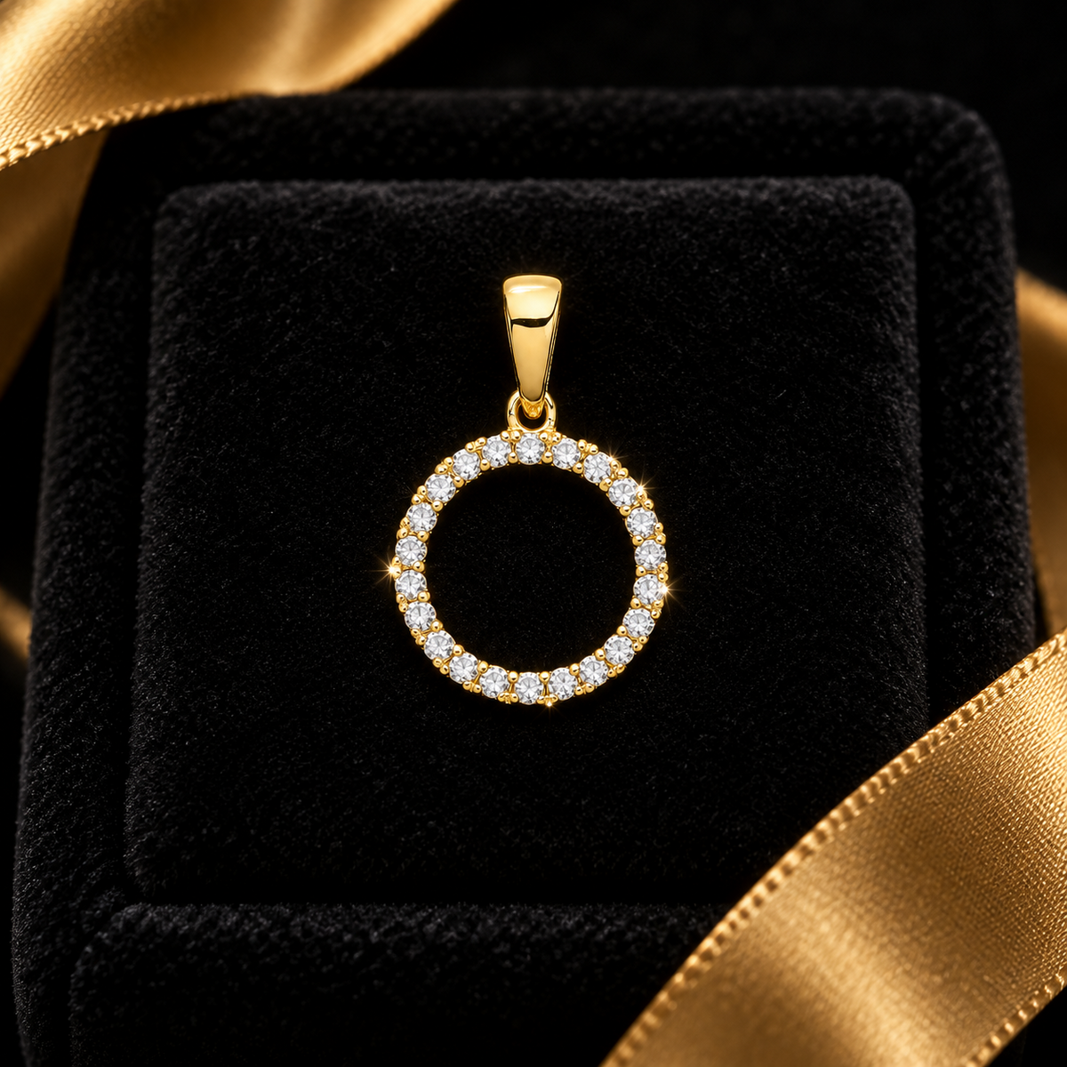 Round Halo 9ct Yellow Gold Pendant 375 Hallmarked All Chain Lengths