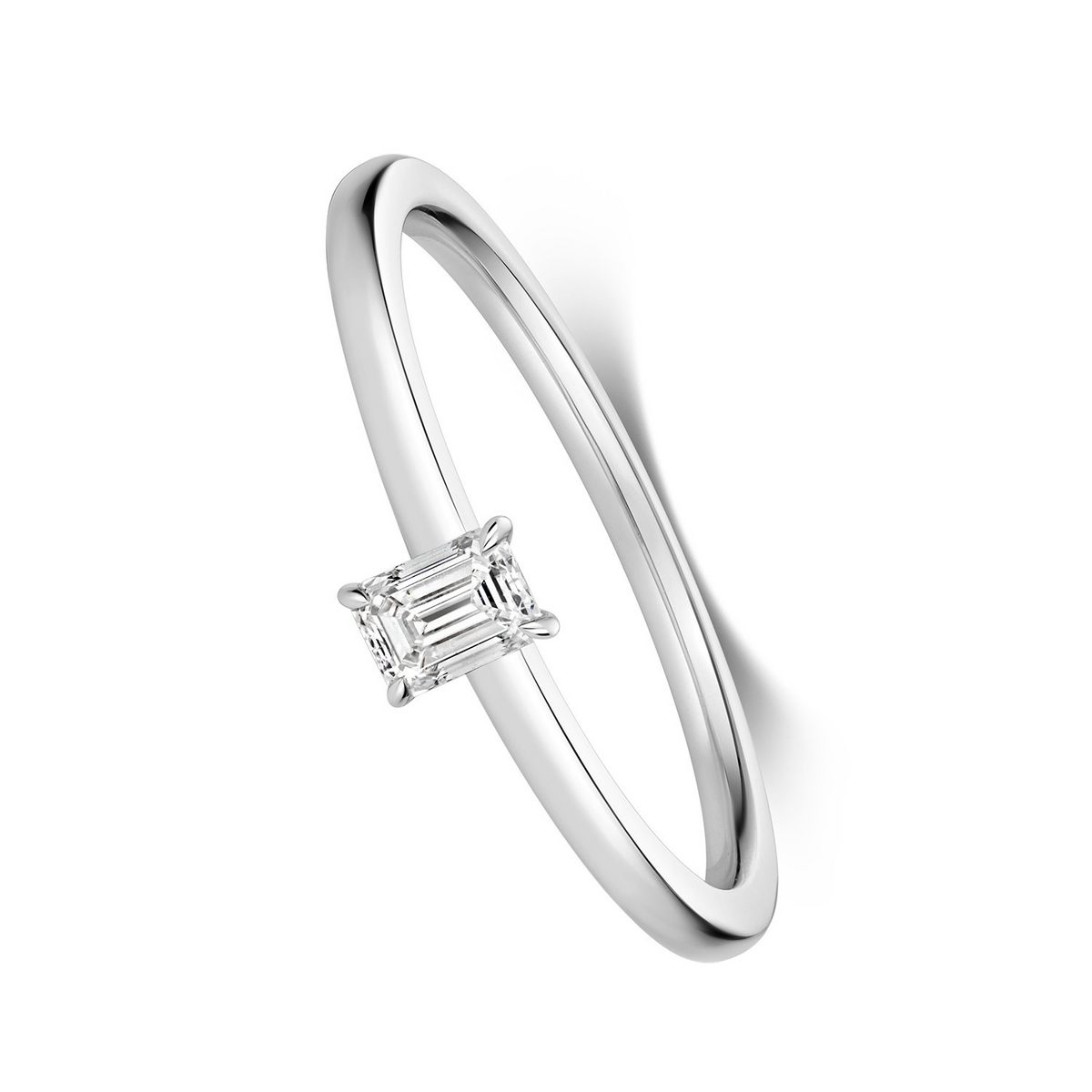 1 Natural Diamond Baguette Solitaire Ring 18ct White Gold Hallmarked Sizes K - N
