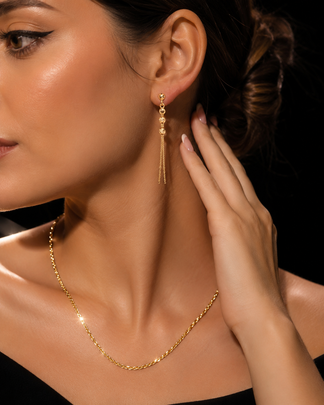 3 Ball Chain Drop Earrings 9ct Yellow Gold 375 Hallmarked Brand New Boxed