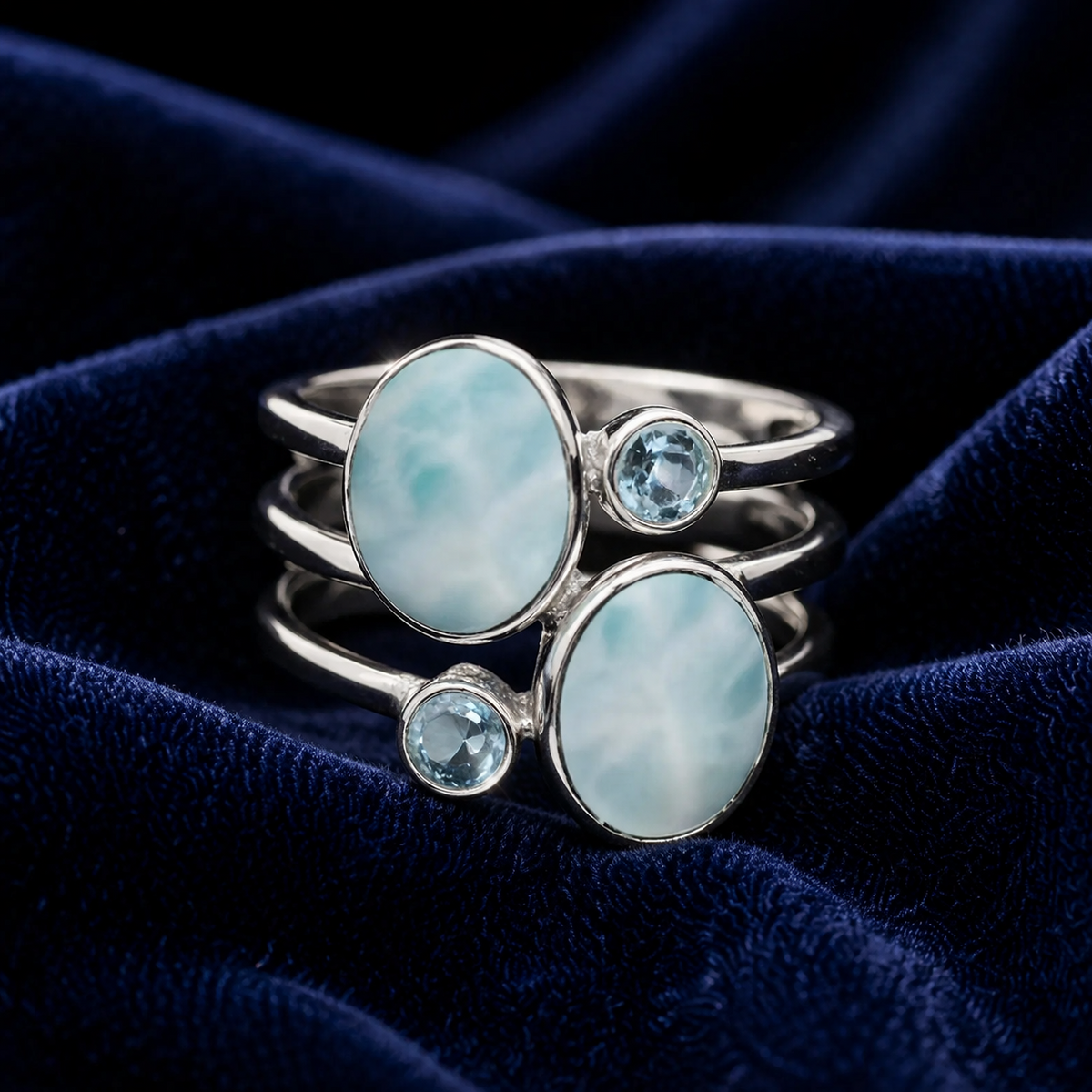 Blue Topaz Split Ring Sterling Silver 925 Hallmarked British Made Size K - T