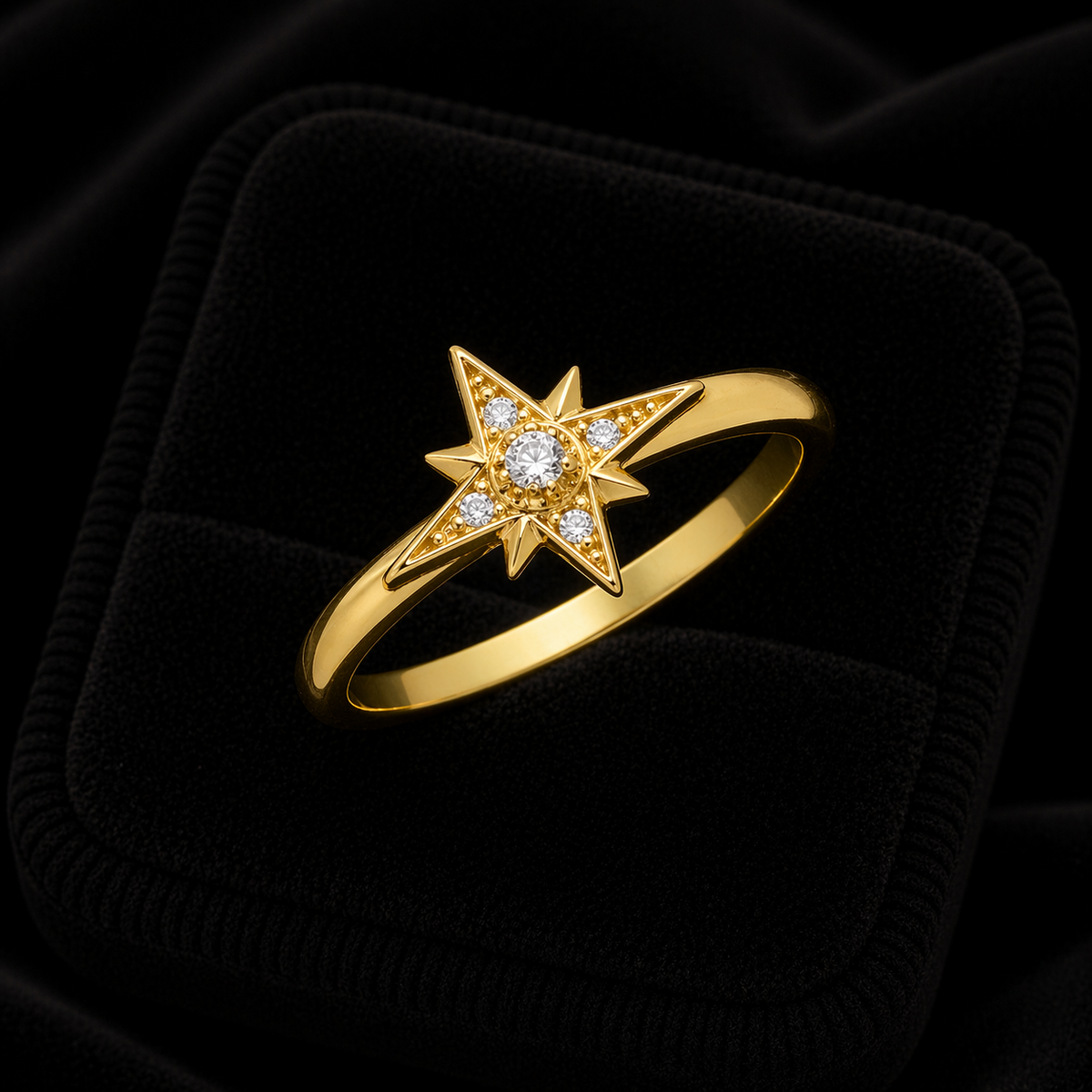 Starburst Ring 9ct Yellow Gold Hallmarked Sizes J - Q British Made