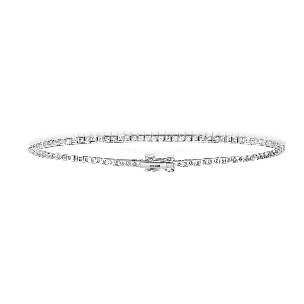 Natural Diamond 18ct White Gold Tennis Bracelet 375 Hallmarked British Made