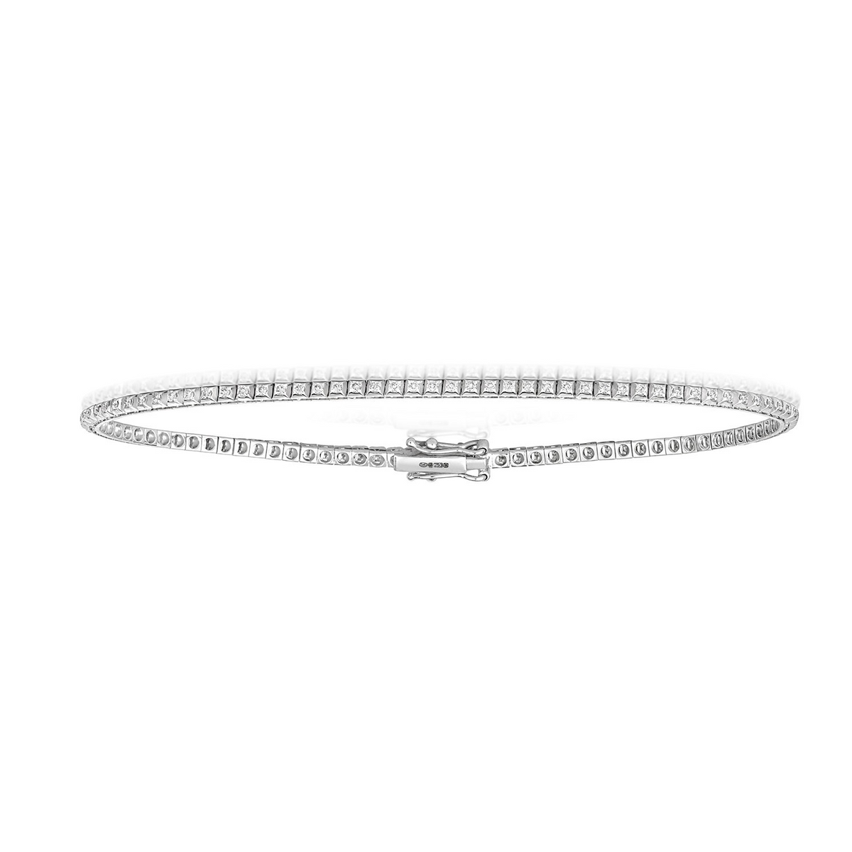 Natural Diamond 18ct White Gold Tennis Bracelet 375 Hallmarked British Made
