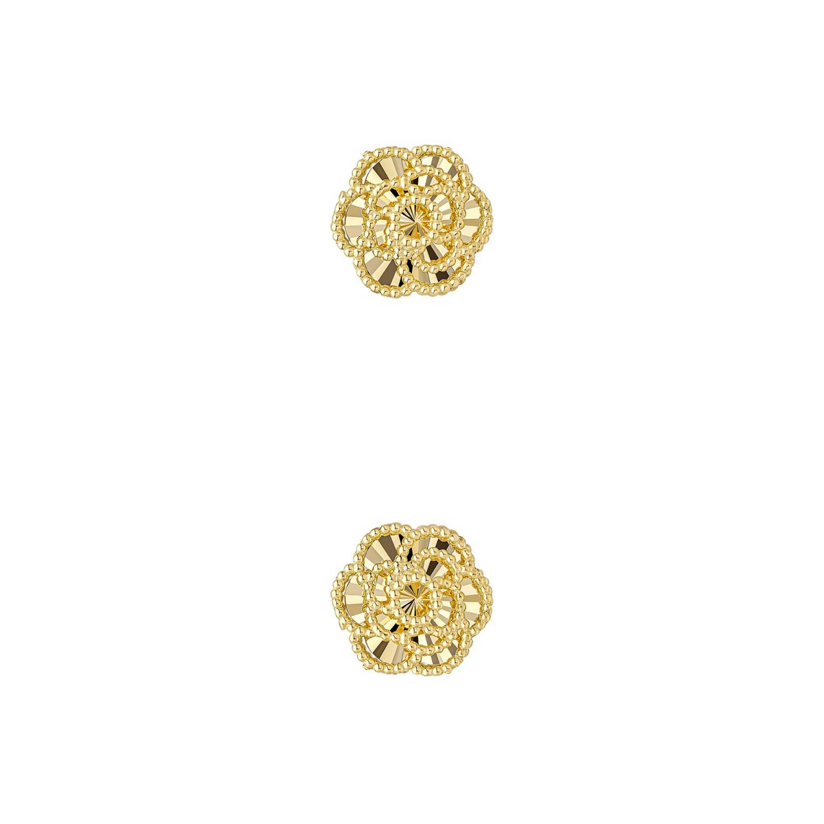 English Rose Stud Earrings 9ct Yellow Gold British Made 375 Hallmarked