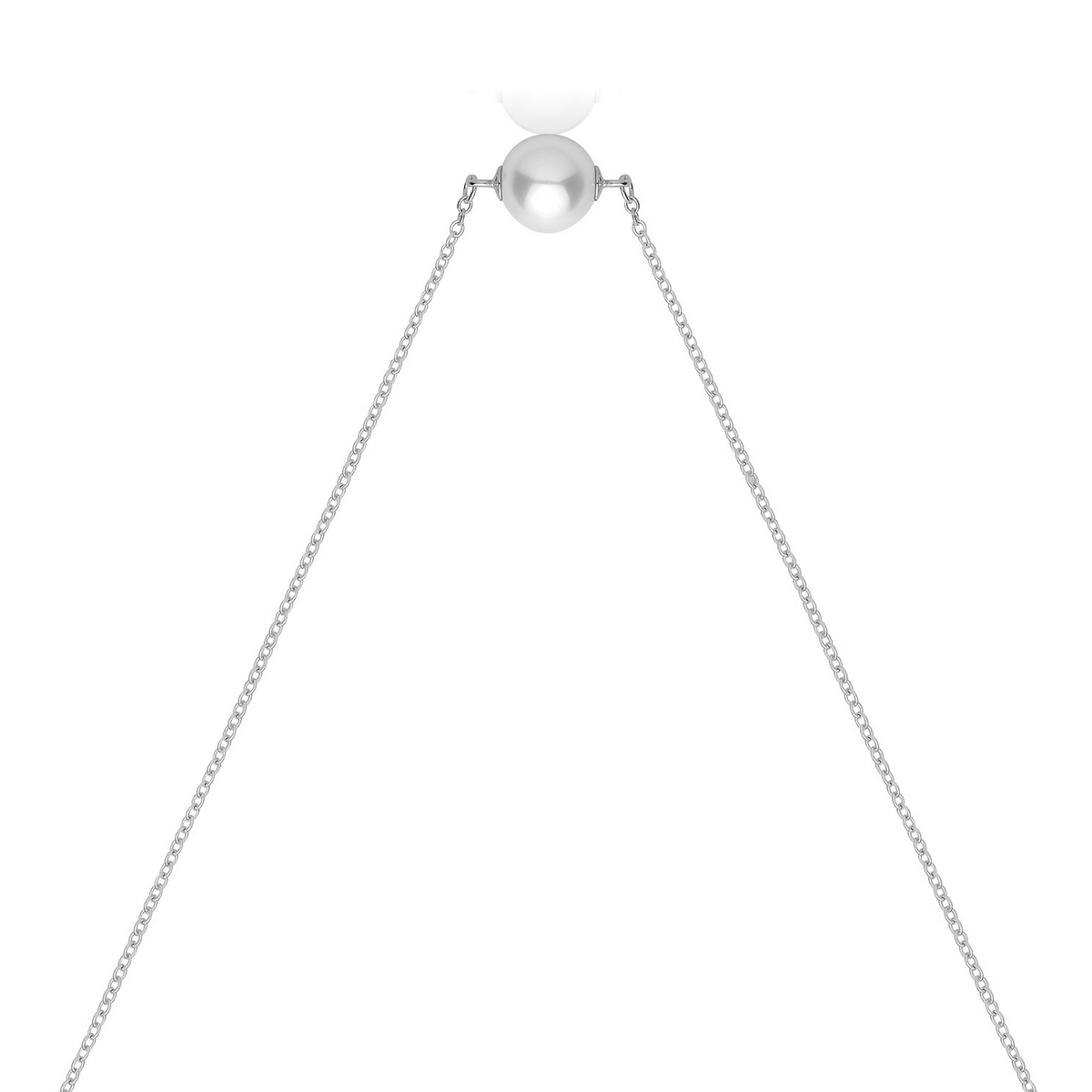 Ladies Pearl Station Necklace Sterling Silver 925 Hallmarked British Made