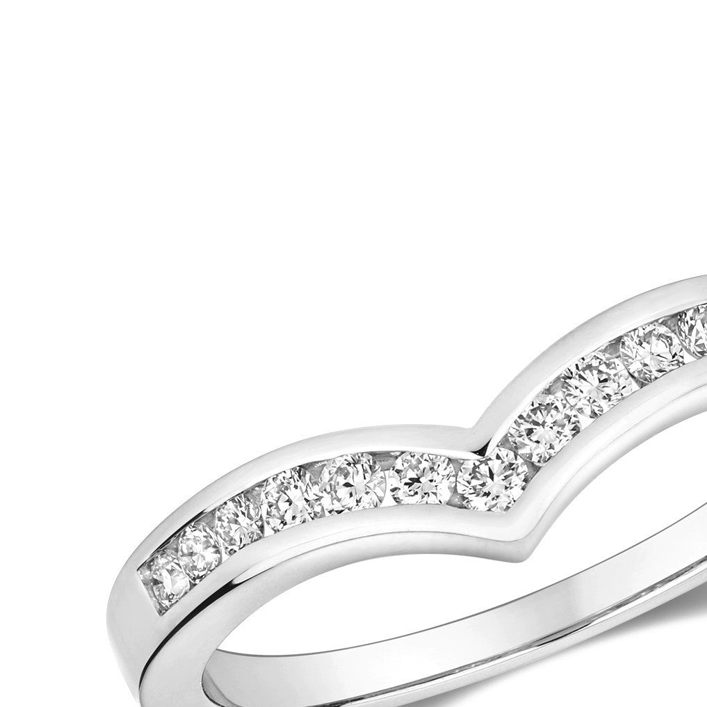 13 Natural Diamond Wishbone Ring 18ct White Gold Hallmarked Sizes J - Q