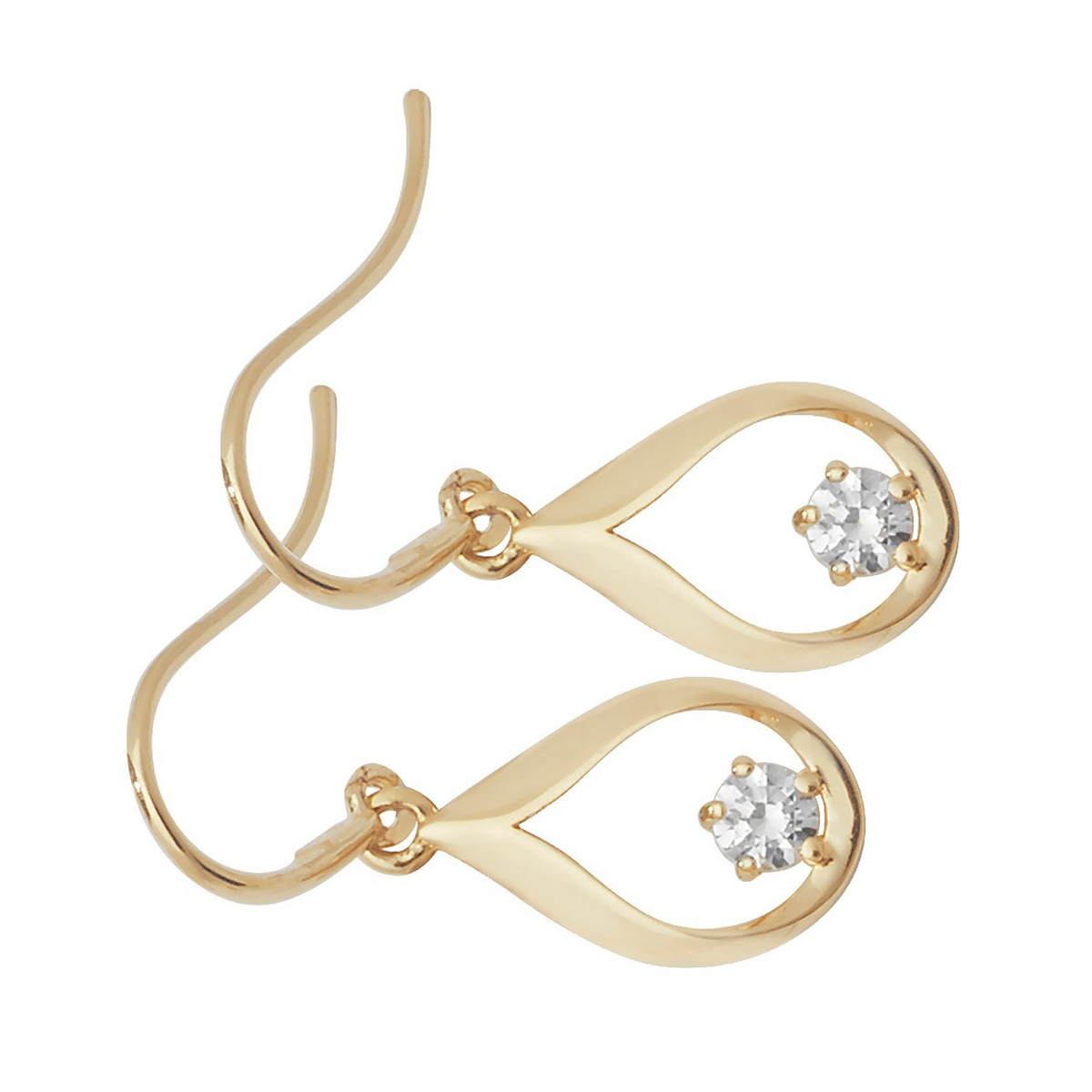 Solitaire Hook Drop Earrings 9ct Yellow Gold 375 Hallmarked Brand New Boxed