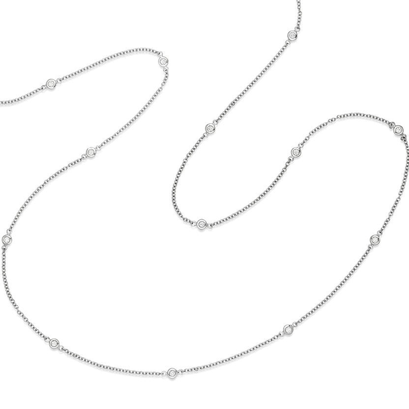 22 Natural Diamond Flush Necklace 18ct White Gold Hallmarked British Made