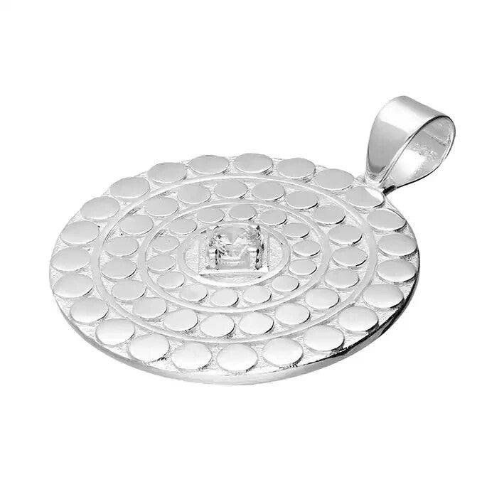 Textured Disc Zircon Pendant Sterling Silver 925 Hallmarked All Chain Lengths