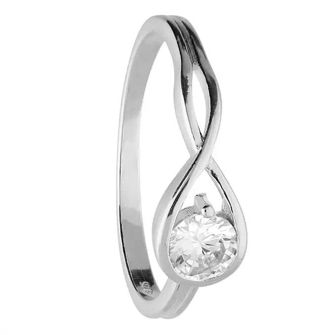 Infinity Solitaire Ring Sterling Silver 925 Hallmarked British Made Size L - R