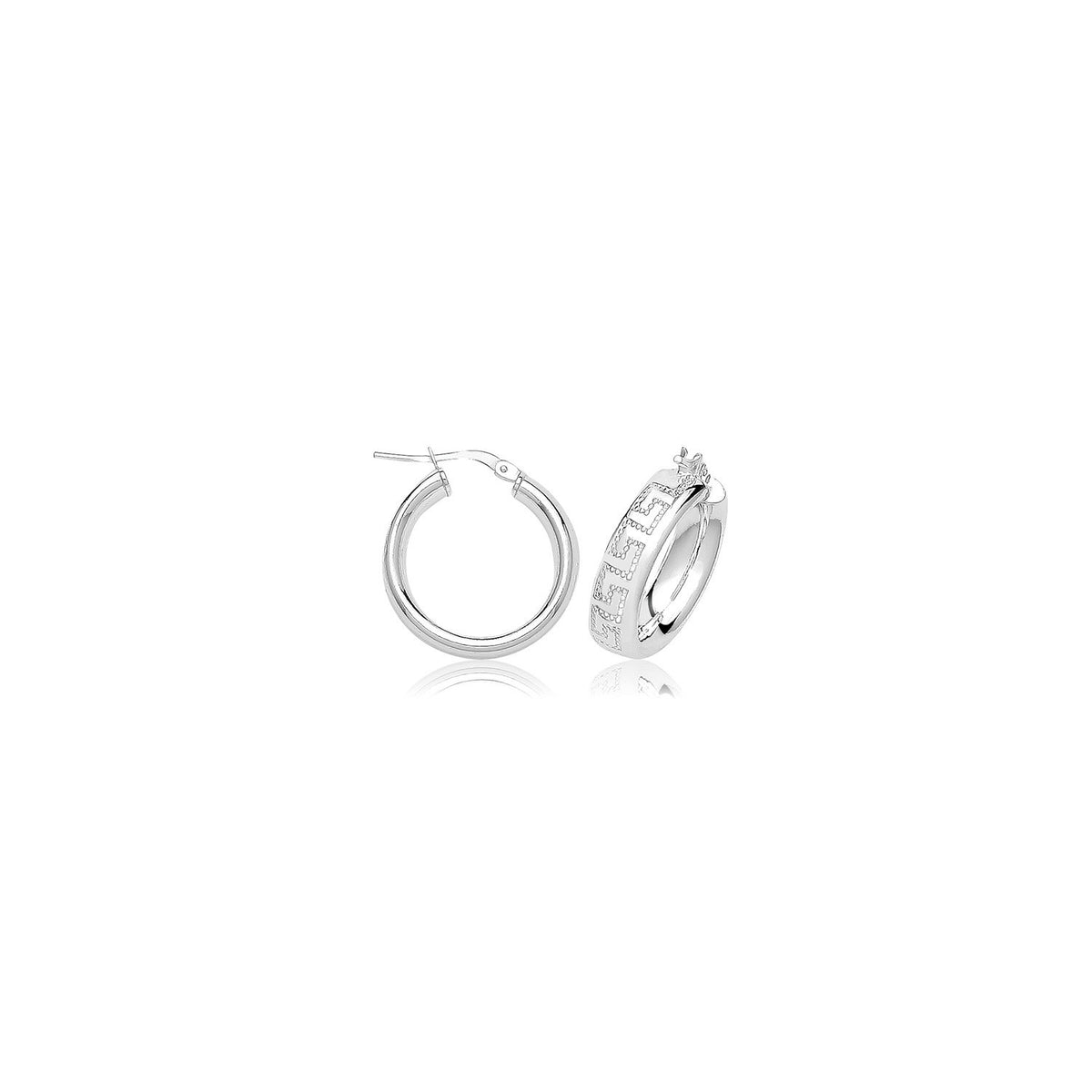 Authentic Greek Sterling Silver Hoops 925 Hallmarked 15mm - 50mm Diameter