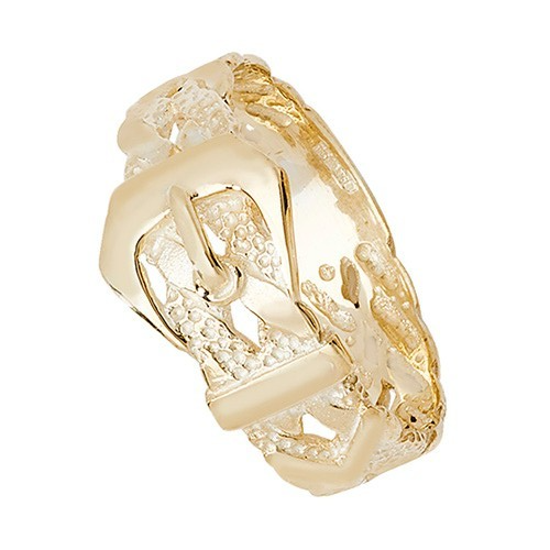 Mens Solid 9ct Yellow Gold Buckle Ring 375 Hallmarked British Made Size O - U