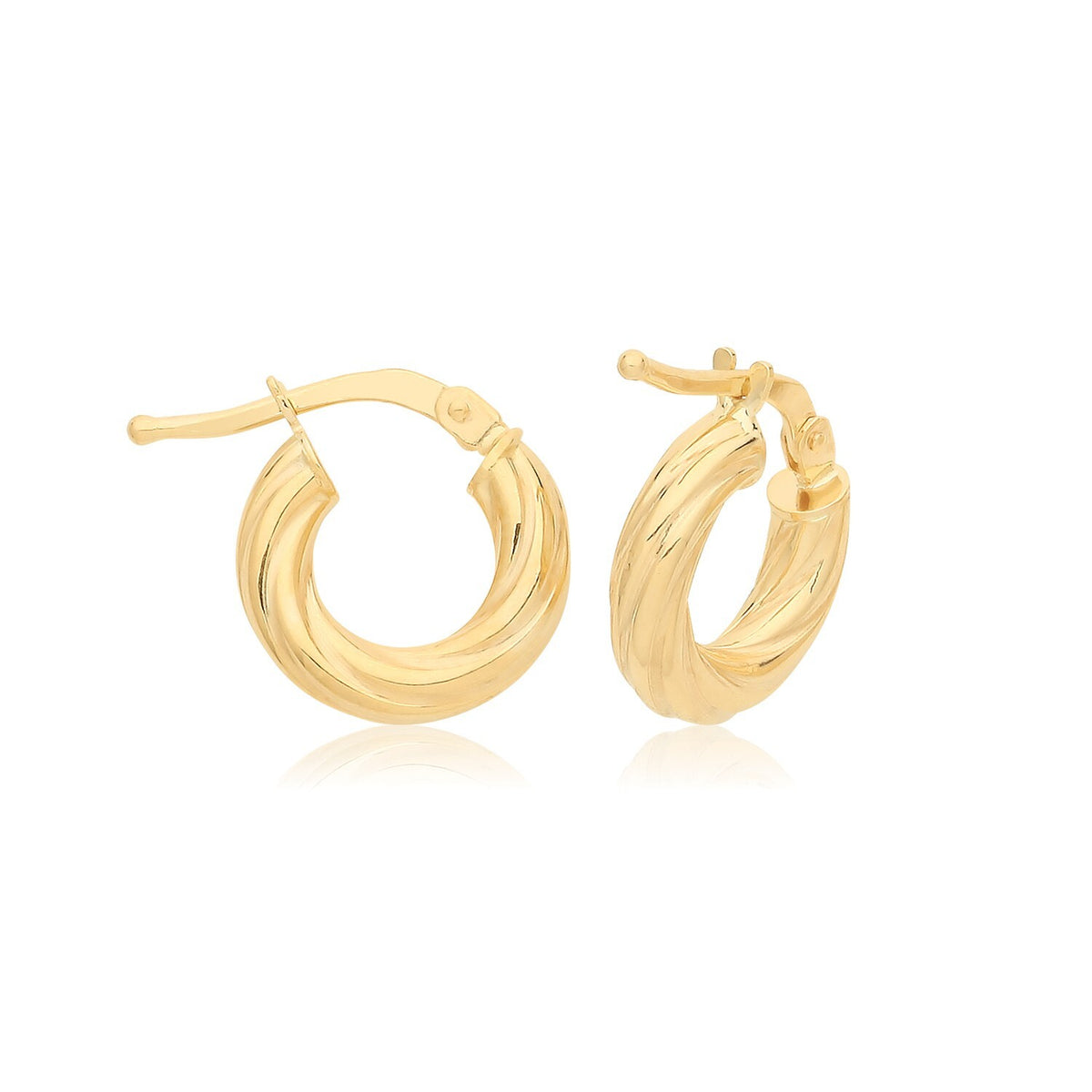 9ct Yellow Gold Twist Hoop Earrings 375 Hallmarked 6mm - 10mm Diameter