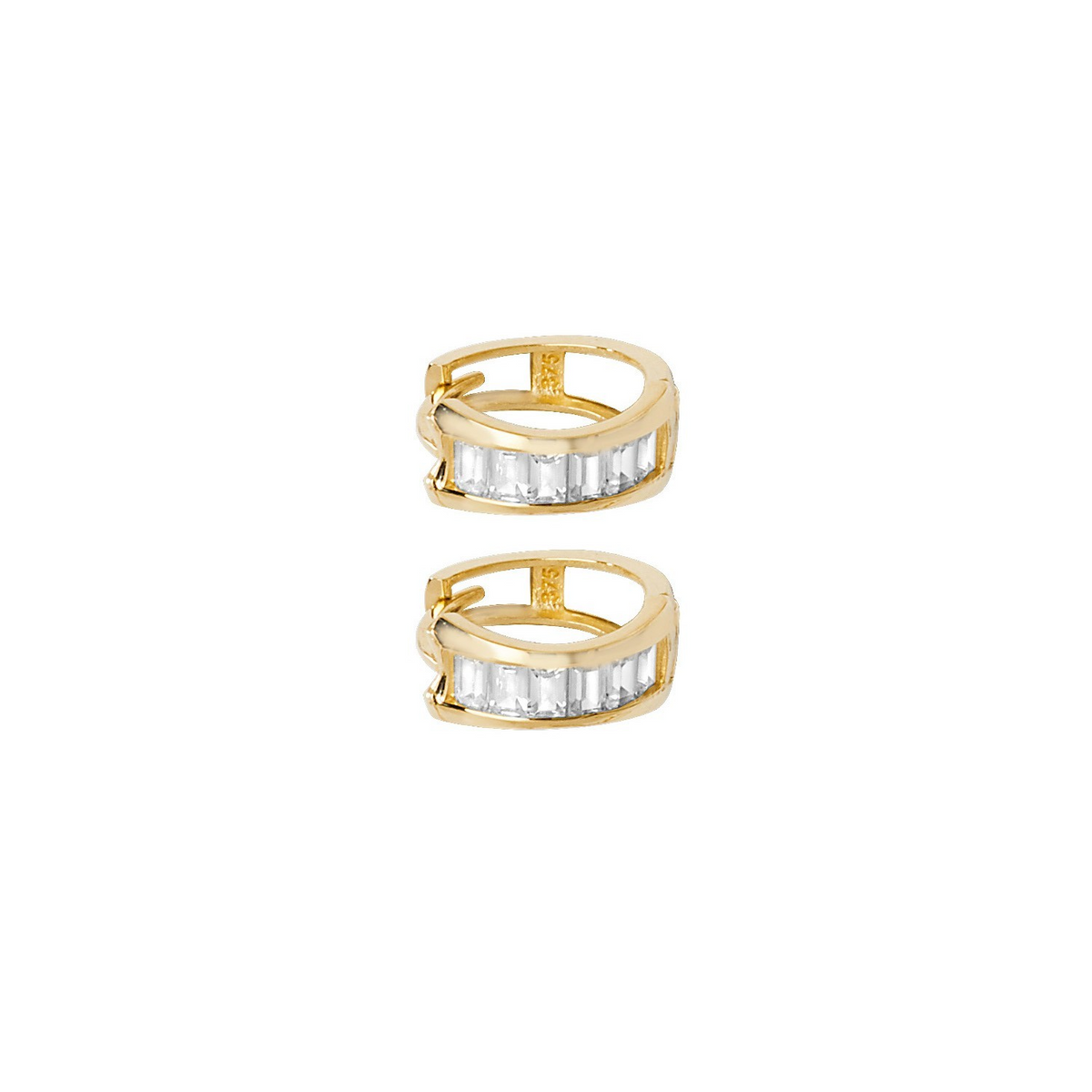 Mens 6 Stone Huggie Hoop Earring 9ct Yellow Gold 375 Hallmarked Brand New Boxed