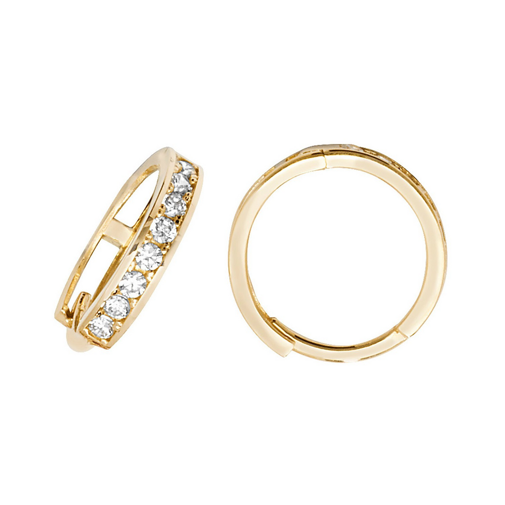 Mens 8 Stone Huggie Hoop Earring 9ct Yellow Gold 375 Hallmarked Brand New Boxed