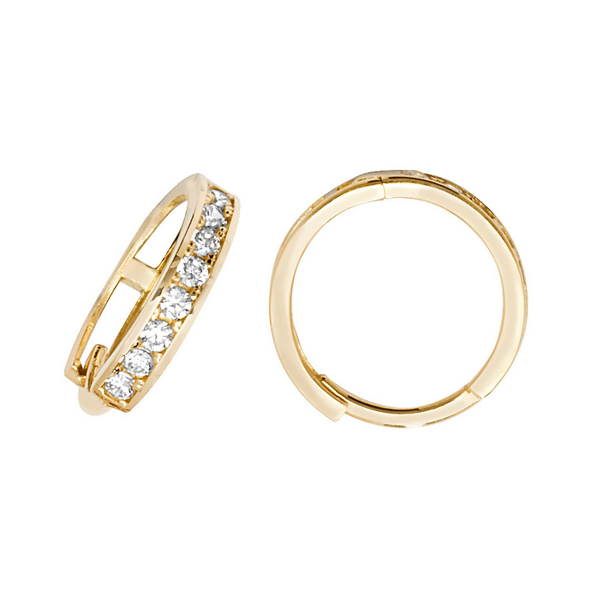 Mens 8 Stone Huggie Hoop Earring 9ct Yellow Gold 375 Hallmarked Brand New Boxed